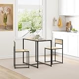HOMCOM Small Dining Table Set for 2, Kitchen Table and Chairs Set, Compact Dining Sets for Small Spaces, Oak