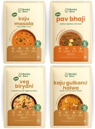 Quickybowl ready to eat Jain Meal Combo with sweet | Instant Food | No onion No garlic | freeze dried | (Pack of 4)