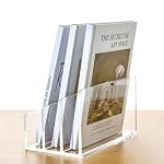 3 Compartments Clear Acrylic Mail Holder – Vertical Letter Sorter & Multifunction Desk Organizer for Bills, Documents, Notebooks – Modern Office/Home Envelope File Rack - Image 4