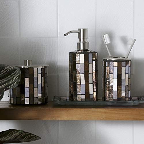 WHOLE HOUSEWARES Bathroom Accessory Sets Black/Gold Mosaic Glass Bathroom Accessories (Black/Gold 1)