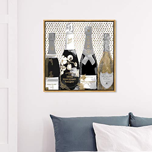 Drinks and Spirits Framed Wall Art Canvas Prints 'Pass The Bottle Night' Champagne by The Oliver Gal Artist Co. - Image 4