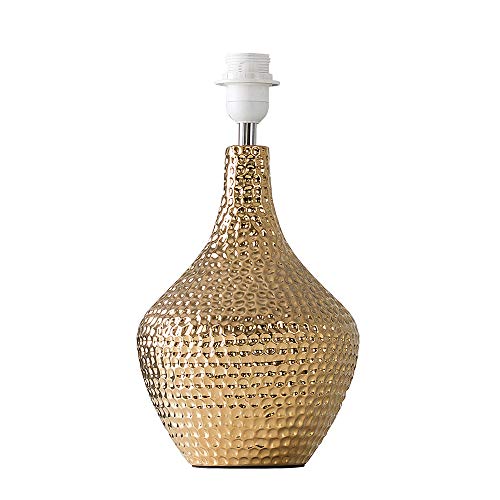 MiniSun | Modern Metallic Gold Indent Textured Ceramic Table Lamp Base | Table Lamps, Home Décor & Improvement Essential