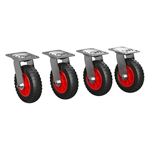 TITAPS 4 x Lenkrolle mit PU Rad Ø 160 mm Gleitlager Cover