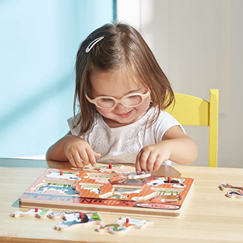 Melissa & Doug Farm Animals Sound Puzzle - Wooden Peg Puzzle With Sound Effects (8 Pcs) #TOP6