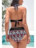 AYEEBOOY Damen Bikini Set Triangel Badeanzug Strand Lace Up Zweiteiliger Blumenmuster V Ausschnitt Bademode（Bohemia,L） – Ansicht 3