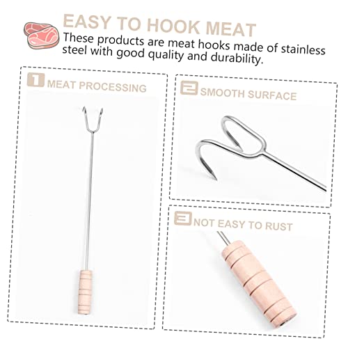 BESTonZON 2 Peças De Aço Inoxidável Grelha De Gancho De Carne Ganchos De Ferramenta Ao Ar Livre Ganc