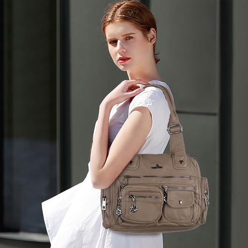 Image of Angel Kiss Large Purses for Women Multi Pocket Hobo Handbag Ladies Tote Satchel Bag Soft Leather Shoulder Bag