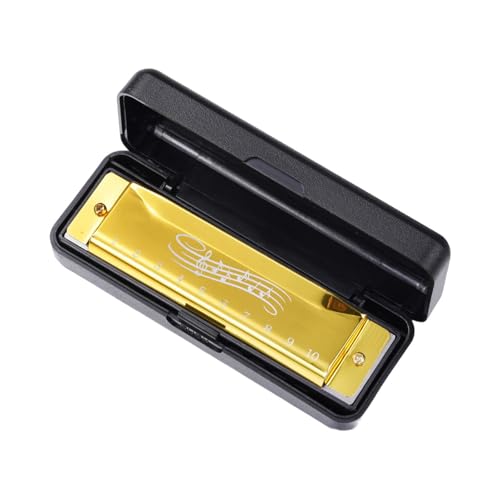 QUXVUIS Harmonica à 10 trous pour enfants et tout-petits : une expérience musicale joyeuse et ludique ! Jouet éducatif idéal pour les débutants, Or, 104 x 28 x 19 mm – vue 2