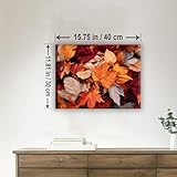 Aeontinity Fall Rustic Leaves Plant Framed Canvas DIY Paint by Numbers Kit Bar Cafe Cave Home Room Wall Bathroom Porch Patio Decor Gift, 16 x 12 Inch
