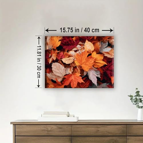 Aeontinity Fall Rustic Leaves Plant Framed Canvas DIY Paint by Numbers Kit Bar Cafe Cave Home Room Wall Bathroom Porch Patio Decor Gift, 16 x 12 Inch
