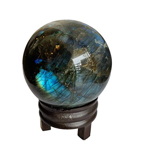 Image of Shubhanjali Feng Shui Labradorite Crystal Sphere for Vastu 100-150 Gm Healing Gemstone Labradorite Stones Ball for Meditation Focus Crysal at Home Dcor