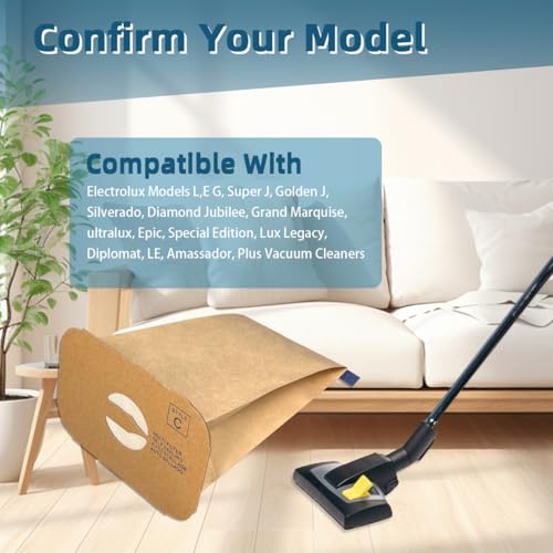 Image of 15 Pack Style C Vacuum Cleaner Bags Replacement Compatible with Electrolux Canister Tank Style C Vacuums