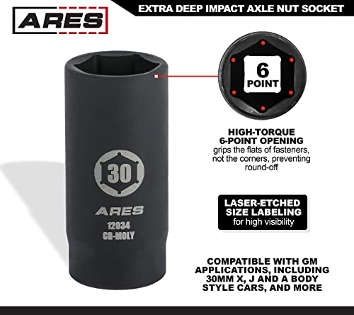 ARES 12062-4-Piece Axle Nut Socket Set - 30mm, 32mm, 34mm, and 36mm Axle Nut Sockets - 12 Point Sockets - Extra Deep 1/2-Inch Drive Impact Socket for Easy Removal of Axle Shaft Nuts by ARES - Image 3