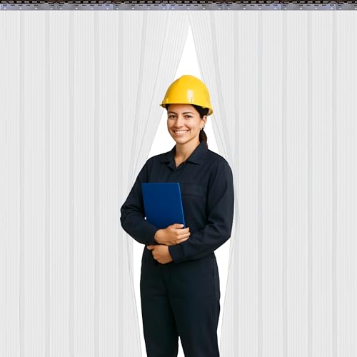 Image of Ribbed PVC Strip Curtain Clear 42 inch Width x 84 inch Height Vinyl Door Strips for Warehouse, Freezer, and Garage, Anti-Scratch & Temperature Resistant Plastic Strip Curtain for Door AP1474