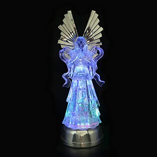 DRomance 14" Color Changing Praying Angel Snow Globe Lantern with 6 Hour Timer, Battery Operated Lighted Angel Water Lamp Swirling Glitter