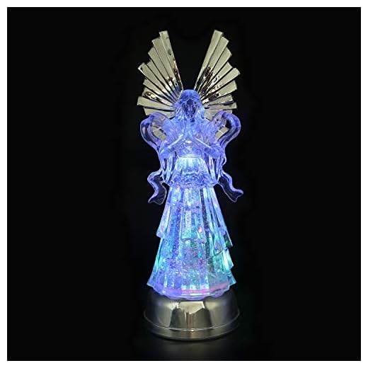 DRomance 14" Color Changing Praying Angel Snow Globe Lantern with 6 Hour Timer, Battery Operated Lighted Angel Water Lamp Swirling Glitter