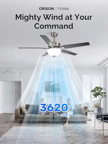 Orison 52 inch Indoor Ceiling Fan with Light, Flush Mount Ceiling Fans with Remote/APP Control, Smart Ceiling Fan for Bedroom, Living Room, Dimmable LED, Reversible Motor, 5 Blades - Image 2