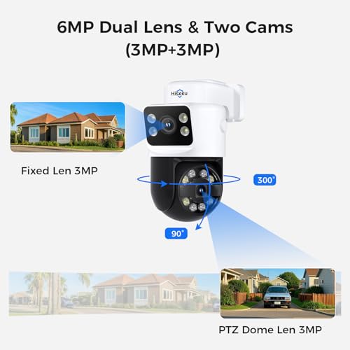 Hiseeu 【Dual Lens】 6MP PoE PTZ Security Camera, IP Camera, Free Remote Access, Human Vehicle Detect, 2 Way Audio, Color Night Vision, 2 in 1, IP 66 Waterproof, SD Card Slot, Work w PoE NVR - Thumbnail 3