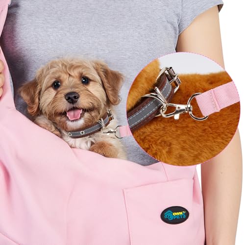 Ownpets Hundetragetasche, Tragekraft bis 15kg, Tragetuch Hund, Hundetasche mit verstellbarem Schultergurt, Aktivitäten im Freien und Ausflüge, Rosa