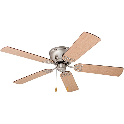 Prominence Home Benton, 52 Inch Traditional Flush Mount Indoor Led Ceiling Fan With Light, Pull Chains, Dual Finish Blades, Reversible Motor - 51428-01 (Brushed Nickel) #TOP7