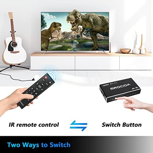 4K 60Hz HDMI ARC Switcher,5 IN 1 OUT 4k 2.0 HDMI Splitter, Mrocioa 5port HDMI Selector switch box with IR Remote Support 4K 60hzfor PS3/4/5 XBOX One/360 Blu-Ray Roku Fire Stick HDTV Projector Etc