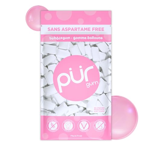 Pur Gum - PUR Gum | Aspartame Free Chewing Gum | 100% Xylitol | Natural Bubblegum Flavoured Gum, 55 Pieces (Pack of 1)