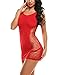 Avidlove Lingerie Dessous Frauen Mesh Sexy Hollow Out Negligee Babydoll Wäsche Netzs Flexibel Free Size Mini Silm Kleid, B.rot, Einheitsgröße