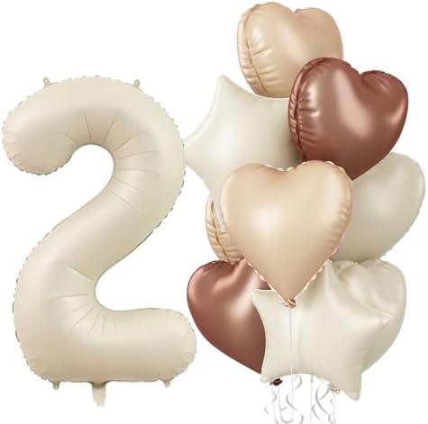 Nude 18 Balloons Decor for Girls, Beige Apricot Brown Tan Heart Balloon, Sand White 18 Balloon Boho Decor, Neutral Cream Foil Star Balloon for Kids 18th Birthday Wedding Anniversary Party Decoration