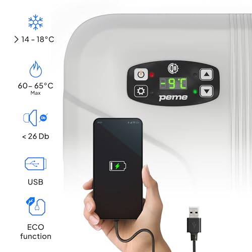 Miniatura 6 de Peme Esencial 26 L Adventure Orange Termoeléctrico Modo Eco Ac Dc Para Enfriar Y Calentar Caja Térmica Con Conexión De 12 Voltios Y 230 Voltios Mini Frigorífico Para Coche Y Camping