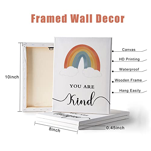 Phopago Girls Room Decor Colorful Framed Wall Art - Inspirational Wall Decor For Baby Nursery Playroom Bedroom Rainbow Decor Set Of 4, 8X10 Inch (Wooden Framed), Pink Boho #TOP1