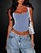 LEYRASON Corset Tops for Women Summer Sexy Square Neck Sleeveless Crop Tops Y2K Fashion Going Out Club Outfits Sky Blue Medium