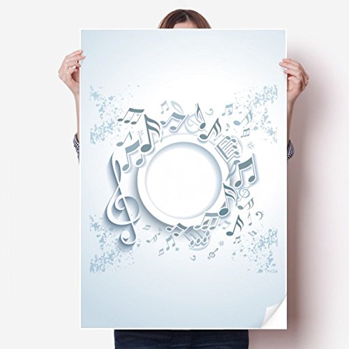Notes de musique autocollant blanc poster grand format 80x55cm
