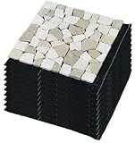 ガーデンマスター(Gardenmaster) 天然石マット 10枚入り 除草シート付 マット部分30×30㎝ 除草シート部分約33×33㎝ ジョイント不要 カット可能 おしゃれ 雑草対策 ガーデニング 庭 防草天然石マット ガーデンマスター STM-30BS(BE)10 ベージュ