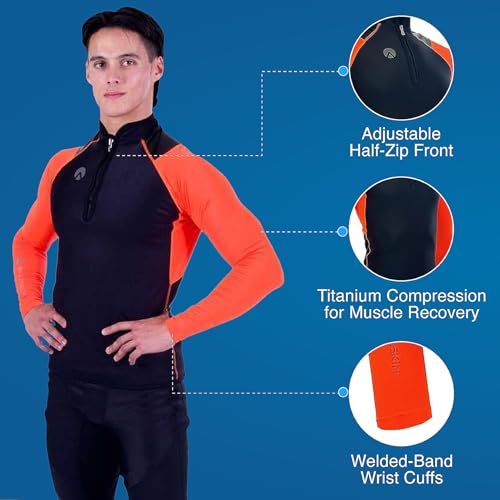 Camiseta de manga larga de alto rendimiento para hombre Sharkskin (Naranja) miniatura 4