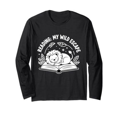 Reading Lion Zoo lover Book Reader Kids Animal Long Sleeve T-Shirt