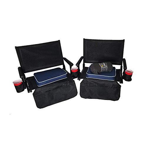 Season Special Big Daddy Super Heavy-Duty Stadium Seats - Portable & Easy to Carry - Two Chairs with Two Seat Cushions, Four Drink Holders & One Blanket