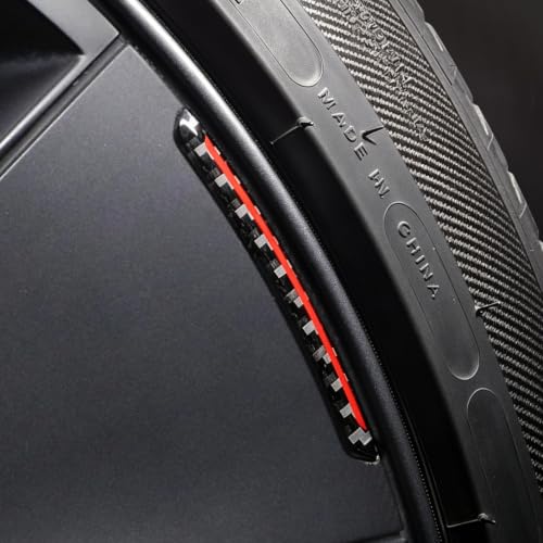 Image of BETTERHUMZ Car Wheel Rim Decal Stripe Compatible with Tesla Model 3 Highland Model Y Juniper Model S X Carbon Fiber Performance Emblem Reflective Sticker Exterior Accessories (Black)
