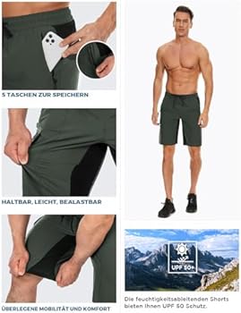 Wespornow Korte broek heren, cargo shorts met 6 zakken, werkbroek mannen, korte bermuda, wandelbroek, fietsbroek, chino, stretch, zomer, wandelshorts