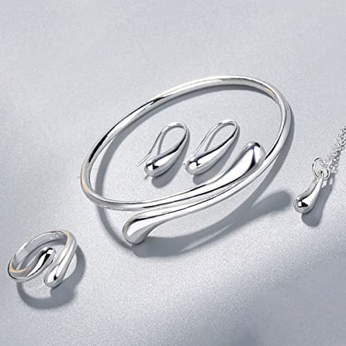 USHOBE Brincos de diamante brincos de diamante 4 peças 925 brincos de gota brincos de gota anéis abe