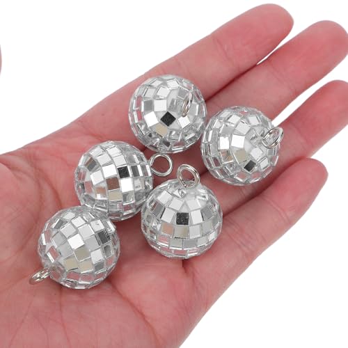 12 piezas de adornos de bola espejada: pequeñas bolas espejadas plateadas para decoración de fiestas temáticas de los años 70 miniatura 7