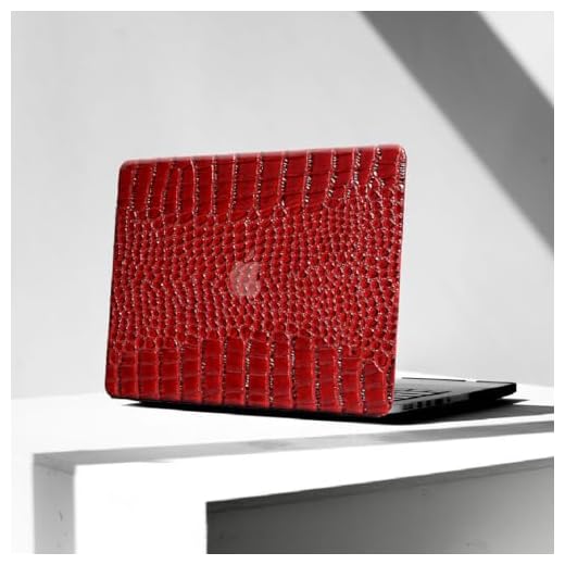KEROM Crocodile Case for MacBook Air 13 Inch M4 2025 2024-2022 M3 M2 A3240 A3113 A2681, Aligator Skin Snakeskin PU Leather Hardshell Case & Keyboard Cover for MacBook Air 13.6 Inch, Burgundy