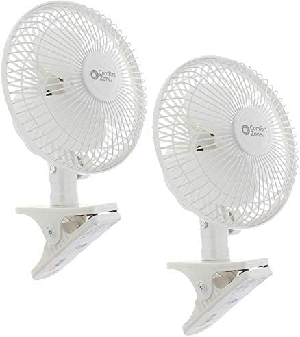 Comfort Zone CZ6C 6-inch Quiet Portable Indoor 2-Speed Desk Fan with Clip and Fully Adjustable Tilt, White (2pk)