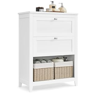 VASAGLE Bathroom Cabinet, Storage Cabinet and Bathroom Organizers, 2 Drawers with 1 Adjustable Divider, 2 Baskets, Sideboard, 11.8 x 23.6 x 31.5 Inches, Cloud White UBBC545W02