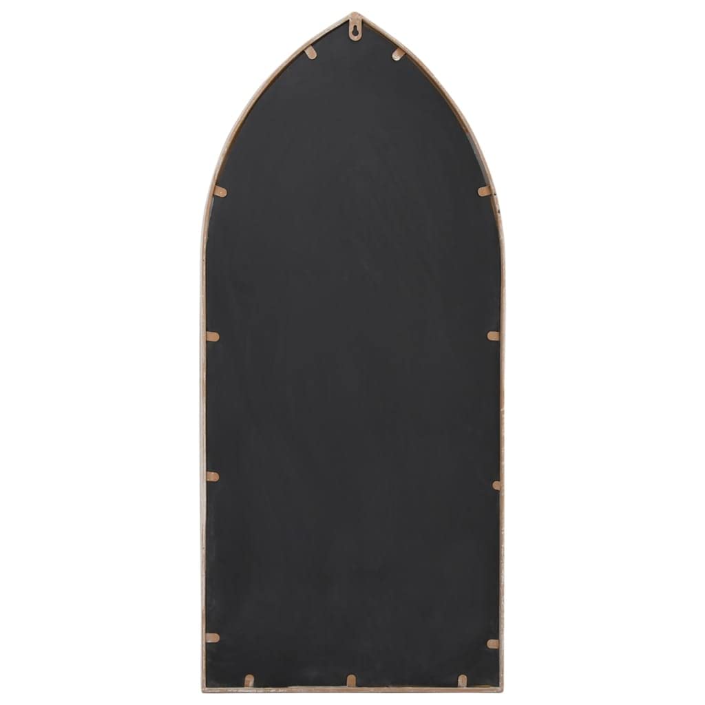 Miroir De Jardin en Fer, Style Décoratif Extérieur, Miroir Mural Miroir Entrée, pour Jardin/Terrasse/Balcon, Couleur Sable, 100x45cm