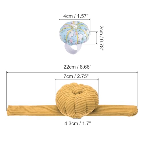 Alfiletero de muñeca con forma de calabaza amarilla para agujas de bordado y tejer 3