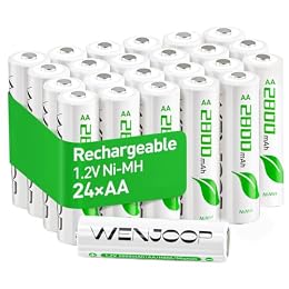 WENJOOP Rechargeable AA Batteries, 2800mAh High Capacity, NiMH AA Rechargeable Batteries 24Pack Double AA Batteries for Household, Toys & Gaming Controllers - Long Battery Life 1.2V Low Self Discharge