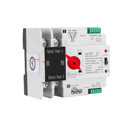 Inverseur double puissance commutateur de transfert automatique ATS 2P 63A rail DIN