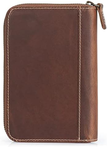 Londo OTTO486 Padfolio z prawdziwej skóry z uchwytem na długopis Notepad i zamkiem błyskawicznym (cynamon)