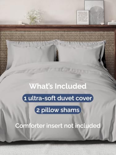 Image of Duvet Cover Oversized King - 3 Piece Set with Zipper Closure - French Grey | Soft Oversized King Duvet Cover 120 inch x 98 inch with 2 Pillow Shams, Hotel Luxury w / Zipper Closures & Ties, Comfy & Breathable