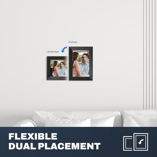 Image of 8 inch Digital Picture Frame, 16GB, Touchscreen, WiFi Wall-Mount Frame for Home /Business, 1200x800 HD, Share via App, Email, USB & Micro SD, Black